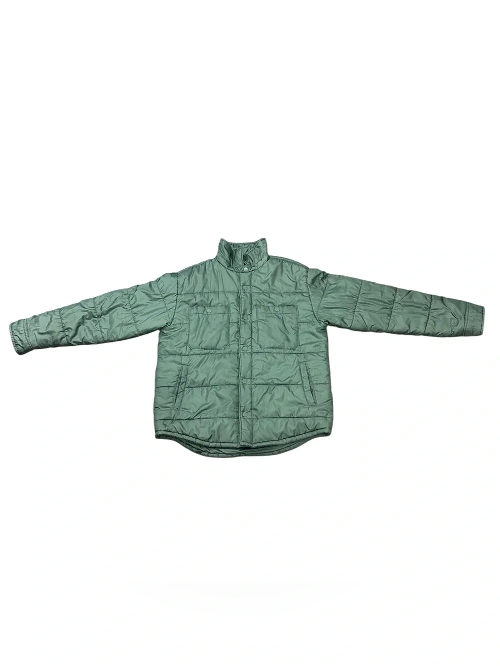 Free Assembly Boys XL 14/16 Green Quilted Shirt Jacket Lightweight Puffer Snap